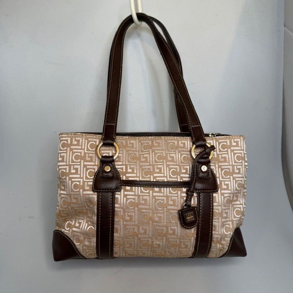 Liz Claiborne Vintage LC Signature Tan Brown Vegan Leather Tote Shoulder Bag EUC - Picture 2 of 12